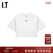 OFF WHITE™女装 短款 露脐圆领短袖 T恤810110X