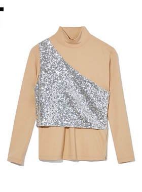 IT pushBUTTON女装小高领上衣新品时髦华丽亮片叠层设计0214FDXI