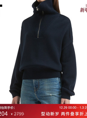 IT CLOSED女装高领半拉链针织衫新款时髦质感落肩毛衣C964919P