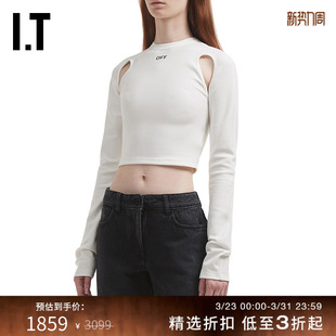 镂空长袖 修身 WHITE™女装 短上衣110110XM OFF