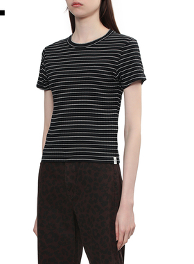 IT rag & bone女装合身条纹短袖T恤新款简约基础款内搭RE1A25XQ