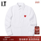 CDG GARÇONS川久保玲女长袖 PLAY COMME des 衬衫 红色爱心刺绣