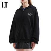 饰休闲外搭818UBKXQ 水钻装 We11Done女装 宽松连帽拉链卫衣新款