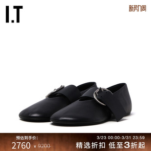 皮鞋 SANDER女款 单鞋 新款 0031P81O 优雅复古饰袢带平底鞋 JIL