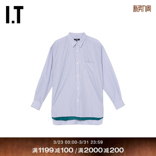 des COMME GARCONS HOMME男装 假两件叠层下摆衬衣 条纹衬衫 CDG