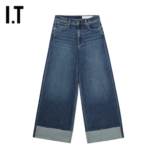 IT rag & bone女装卷边牛仔裤阔腿裤新款随性时尚宽松长裤2625XP