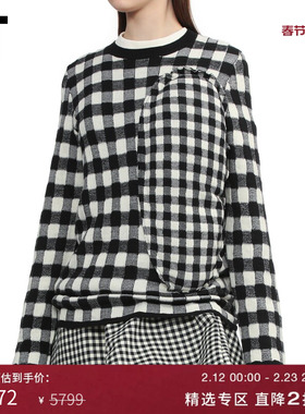 IT CDG COMME des GARCONS女装立体拼接格纹针织衫新款日系设计感