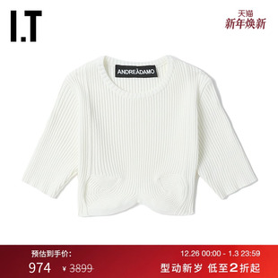 中袖 ADAMO女装 罗纹上衣性感时尚 合身短款 0574XI 露脐装 ANDREA