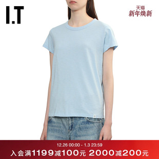 bone女装 合身短袖 T恤新款 纯色内搭AIT012XQ 休闲基础款 rag