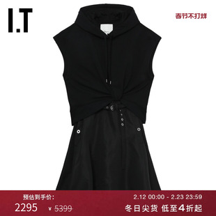 IT 3.1 Phillip Lim女装假两件连衣裙新款休闲时尚拼接连帽中长裙
