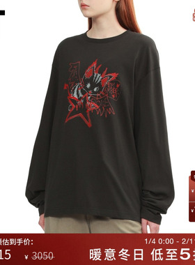 IT We11Done女装宽松长袖T恤新款个性潮趣卡通图案印花上衣762UCH