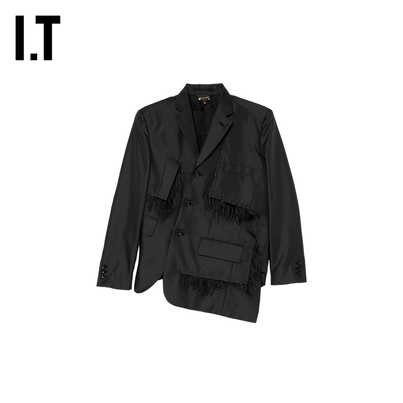 IT CDG COMME des GARCONS女装斜门襟西装夹克外套新款时髦解构感