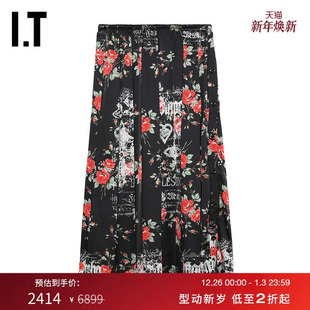 半身裙百褶裙新款 Rocha女装 摩登时髦花裙子311047XL Simone