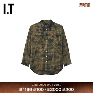 新款 格纹衬衫 长袖 复古街头做旧效果格子上衣WR656BMQ R13男装