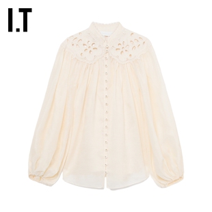 新款 衬衫 灯笼袖 优雅宫廷风刺绣镂空拼接上衣 ZIMMERMANN女装