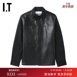 宽松翻领夹克新款 SANDER男装 摩登型男皮革拼接外套0245MN JIL