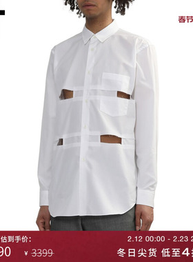 IT CDG COMME des GARCONS HOMME BLACK情侣挖剪镂空宽松长袖衬衫
