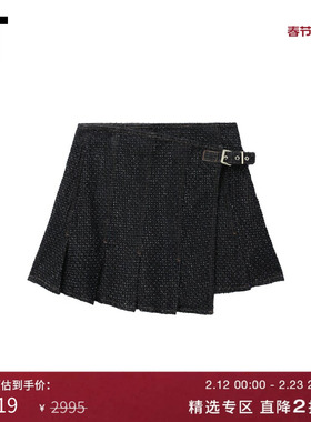 IT GANNI女装围裹式牛仔半身裙新款甜酷青春叠层百褶裙短裙1618XX