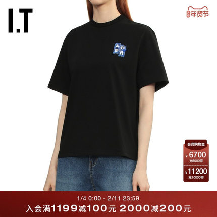 IT ADER error女装短袖T恤新款时尚休闲logo装饰圆领半袖YTS4BKXO