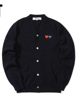 IT CDG PLAY COMME des GARÇONS川久保玲男装针织开衫双爱心缝饰