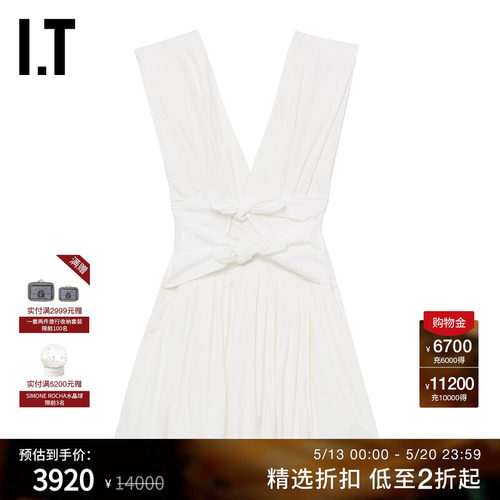 IT深V领无袖连衣裙短裙