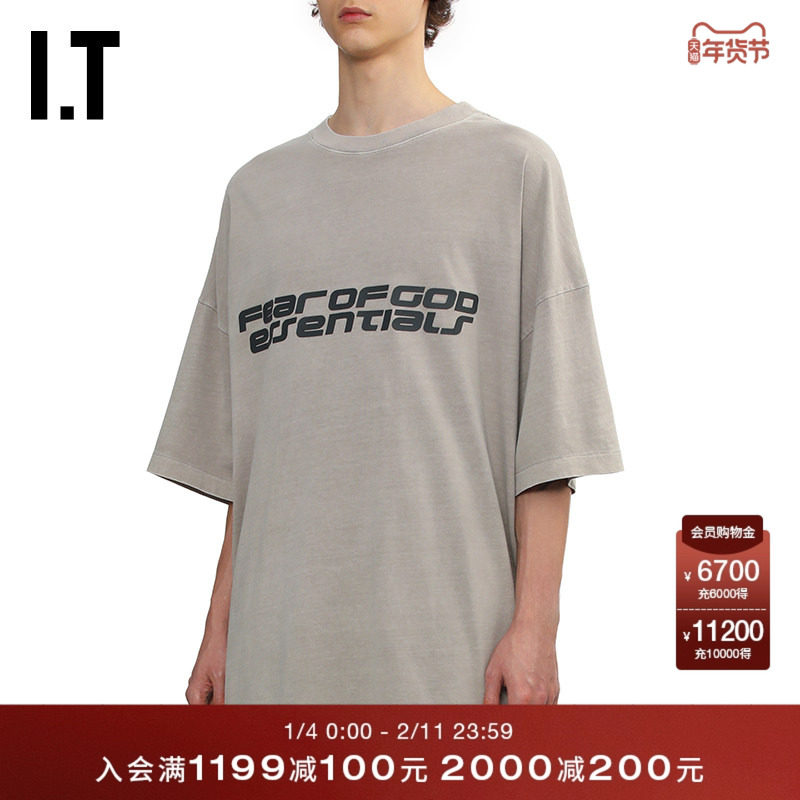 IT ESSENTIALS男装廓形落肩T恤新款简约街头风中长款半袖2544W1MQ,男装,T恤,淘宝优惠券,粉丝福利购,淘宝优惠卷