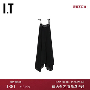IT MATERIEL女装系结吊带连衣裙纹理透视不规则长裙1475DRXI