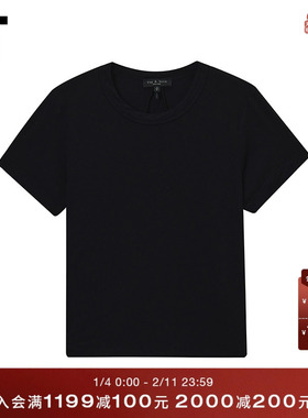 IT rag & bone女装修身短袖T恤新款时尚简洁纯色内搭短上衣9925XQ