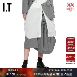 GARCONS女不规则拧结设计格纹半身裙中长裙新款 des COMME CDG