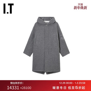 连帽羊毛呢大衣新款 中长款 SANDER女装 复古质感呢子长外套 JIL