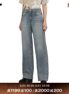 IT rag & bone女装宽松牛仔长裤新款水洗磨白直筒裤仔裤RC1325XQ