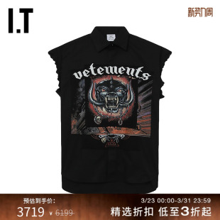复古潮酷暗黑图案装 宽松翻领背心新款 饰SH250BXM VETEMENTS女装