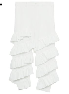 IT CDG COMME des GARCONS HOMME PLUS男装荷叶边拼接叠层休闲裤