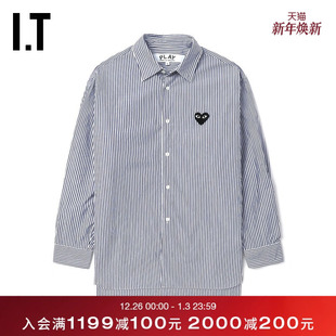COMME des GARCONS川久保玲情侣款 衬衫 PLAY 宽松条纹长袖 CDG