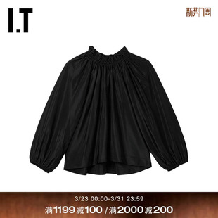 上衣新款 灯笼袖 Rocha女装 优雅气质纯色露肩上衣541769X Simone