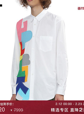 IT CDG COMME des GARCONS SHIRT男装彩色字母布贴缝饰长袖衬衫