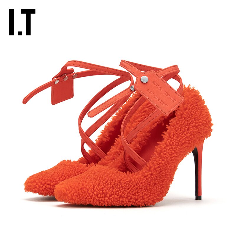 IT OFF-WHITE™女装高跟鞋抓绒标签饰图片