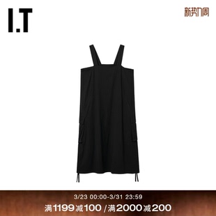 背带连衣裙新款 s女装 时尚 个性 裙纯色长裙D18BLAXQ 宽松工装