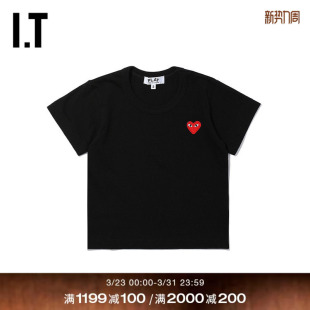 COMME PLAY des GARÇONS川久保玲童装 T恤圆领爱心缝饰 短袖 CDG