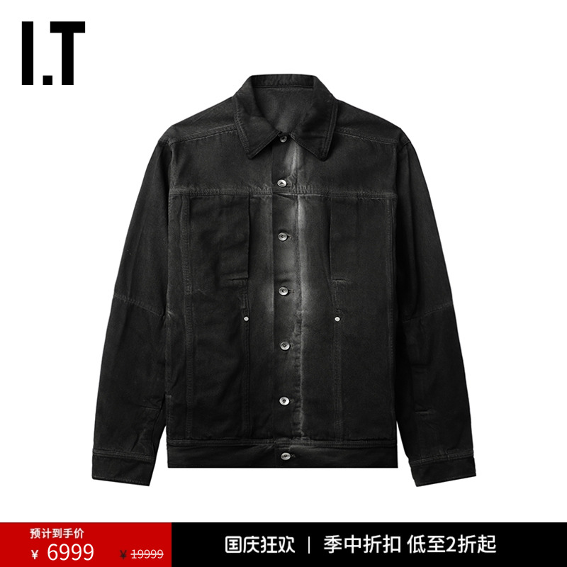 ITRickOwens水洗磨白牛仔夹克