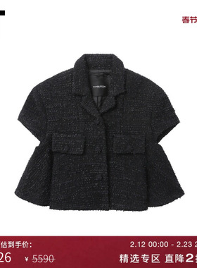 IT pushBUTTON女装短款花呢夹克新款时髦个性廓形短外套20105WXM