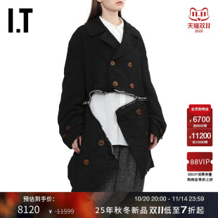 des COMME GARCONS HOMME 双排扣宽松大衣外套 BLACK情侣款 CDG