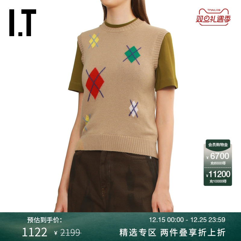 ITMSGM圆领针织背心可爱复古