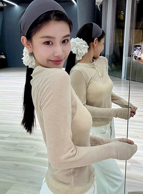 IT GROUNDZERO女装微透长袖T恤新款时尚辣妹修身打底衫MTE0330