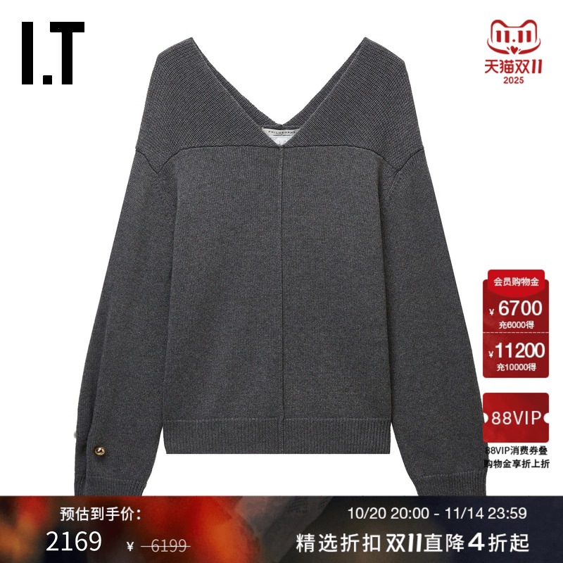 IT廓形V领针织衫毛衣简约质感