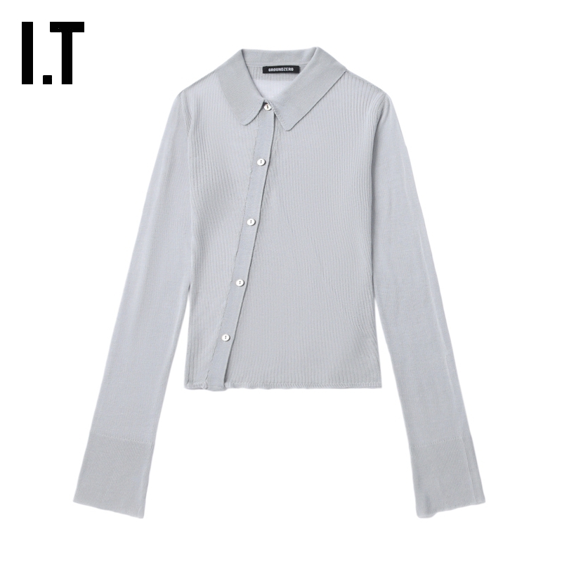 ITGROUNDZERO微透翻领针织衫