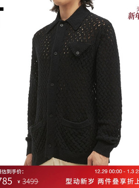 IT TOGA ARCHIVES男装镂空翻领针织开衫新款复古质感宽松针织外套