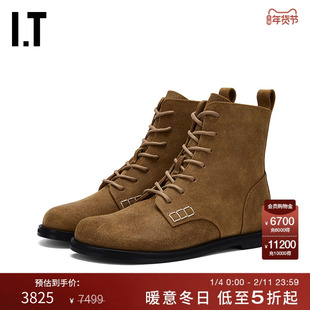 IT JW Anderson男款绒面革及踝靴新款复古质感系带短靴牛反绒皮靴