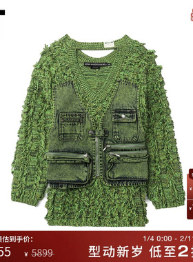 IT Andersson Bell女装V领针织衫新款牛仔马甲拼接毛衣B1105WXM