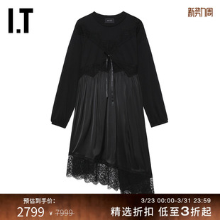 连衣裙新品 长袖 Rocha女装 优雅轻熟蕾丝透视拼接721753X Simone